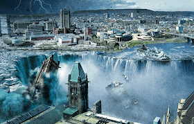 Apocalipse: Tsunami gigante invadindo a Europa em 2036, arte digital