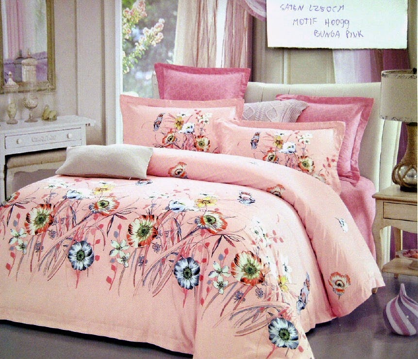 Sprei Jepang Motif Bunga Pink