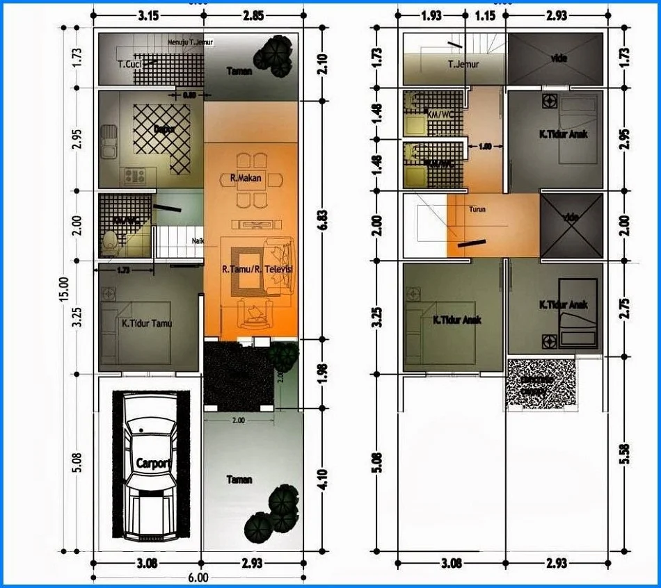 60 Desain Dan Denah Rumah Type 45 Minimalis Modern 2020