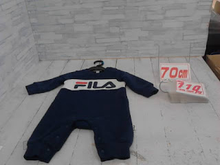 中古品　ベビー服　７０ｃｍ　FILA　ネイビー　長袖カバーオール　１１０円