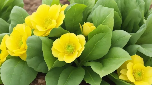 Green Leafy Vegetable with Yellow Flowers