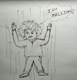 Sketch of Einstein falling