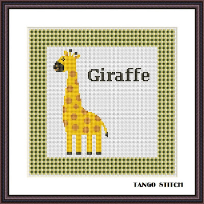 Giraffe cross stitch pattern Nursery embroidery design