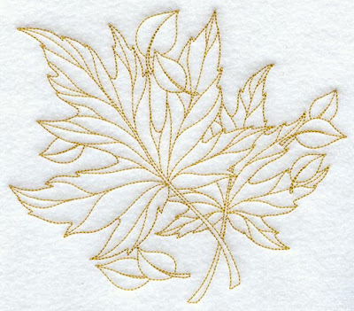 Leaf embroidery design filling with RUN stitch effect