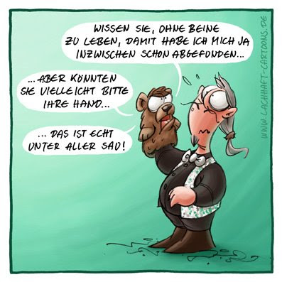 Handpuppe Bauchredner keine Beine amputiert Hand im Arsch pervers versaut abartig ekelig Zirkus Cartoon Cartoons Witze witzig witzige lustige Bildwitze Bilderwitze Comic Zeichnungen lustig Karikatur Karikaturen Illustrationen Michael Mantel lachhaft Spaß Humor