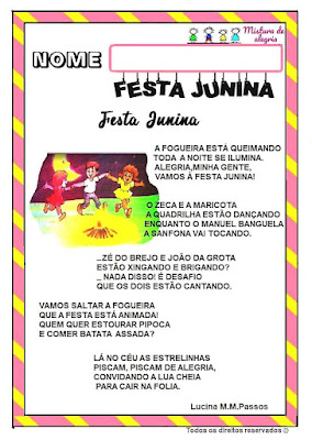 Poesia na educação infantil,festa junina