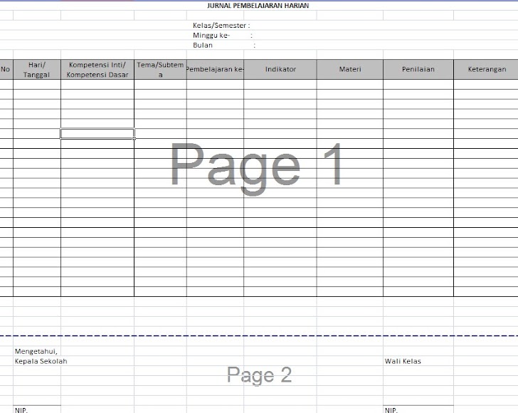 Contoh Format Jurnal Pembelajaran Harian Kelas Semua Jenjang