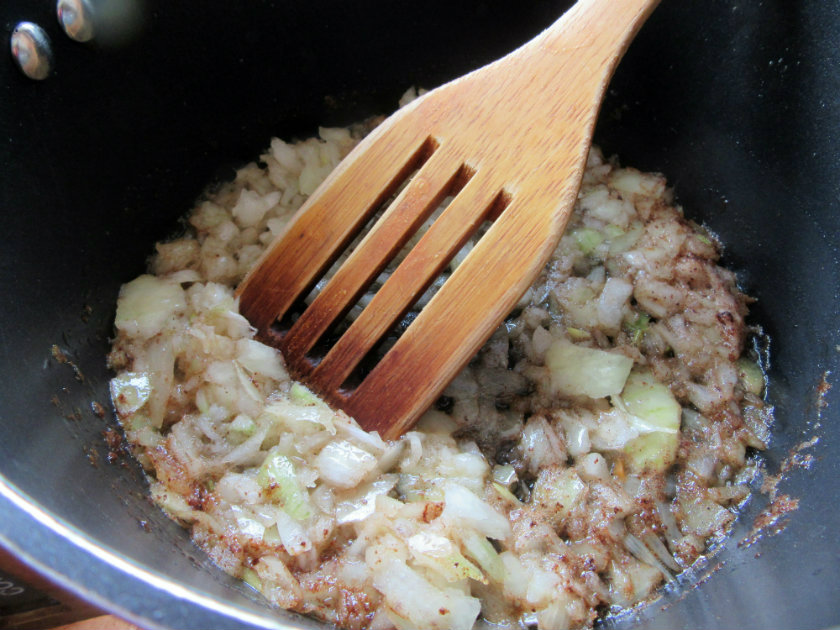 sauté onion and garlic