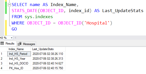 Last Update Statistics SQL Server 2