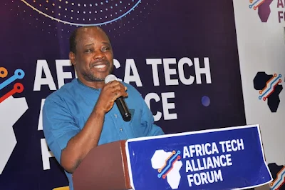 James Agada, Immediate Past CEO, CWG and the Founder, Ixzdore Laboratories Limited delivering keynote address at AfriTECH 2.0
