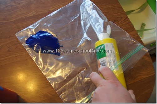Paint in a bag for babies and toddler kids activity