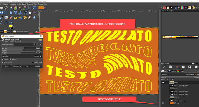 distorsione del testo su sfondo