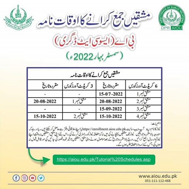 AIOU-Assignment-Tutorial-Schedules-spring-2022