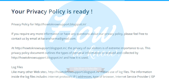 Privacy policy Generate online