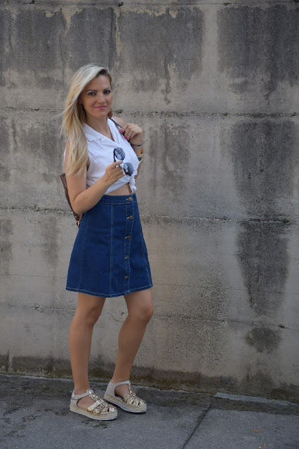 outfit gonna di jeans come abbinare la gonna di jeans abbinamenti gonna di jeans how to wear denim skirt denim skirt outfit mariafelicia magno fashion blogger colorblock by felym outfit luglio 2016 outfit estivi summer outfits july outfits fashion blogger italiane fashion bloggers italy