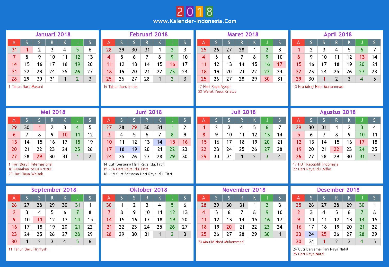 Kalender Indonesia Online: 2018