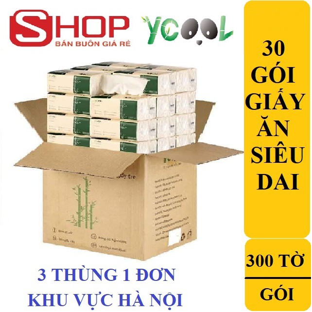 THÙNG 30 GÓI KHĂN GIẤY CẦU VỒNG XIN MIER/ GIẤY ĂN GẤU TRÚC/ GIẤY YCOOL DAI MỀM