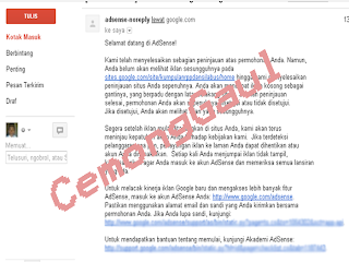 e-mail aprove AdSense Google