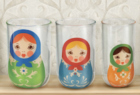 glasses with Russian nesting dolls