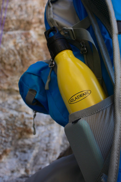 Atlas ware water bottle in backpack