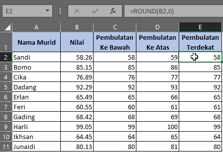 rumus excel round