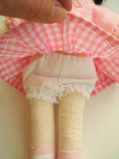 handmade calico ballet doll with gingham dress