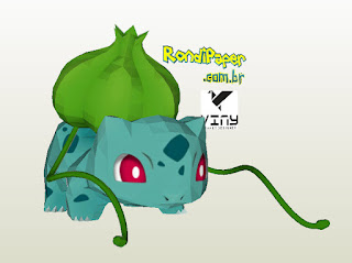 bulbassaur, bulbassauro,rondipaper, pokemon, papercraft, pepakura, lowpoly, tamasoft, anime, geek, free, download