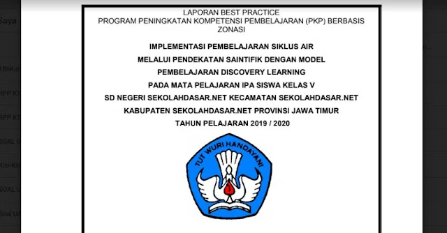 Contoh Laporan Best Practice PKP Mapel IPA Jenjang SD