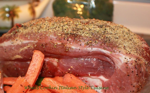 pork roast with seasoning raw before roasting