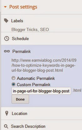 optimizing keywords in blogger blog post manually