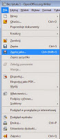 Zapisywanie dokumentu Open Office - menu kontekstowe