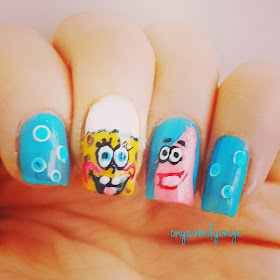 Sponge Bob and Patrick nail art