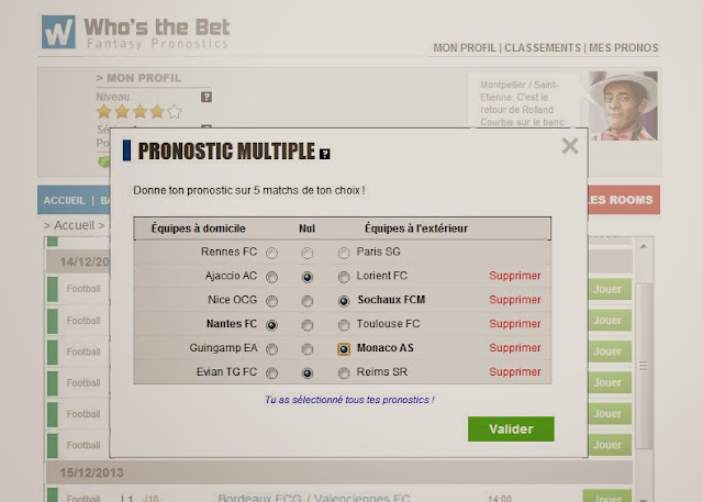 Option Pronostic Multiple sur le jeu de pronostics sportifs gratuit Who's the Bet