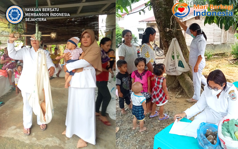Berbagi Makanan Sehat kepada Peserta Posyandu di Kelurahan Bajamas Kecamatan Sirandorung Kabupaten Tapanuli Tengah