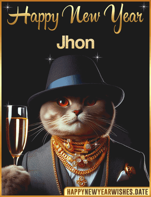 Happy New Year Cat Funny Gif Jhon