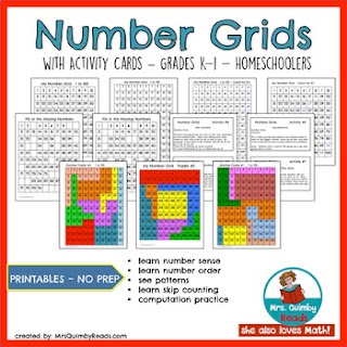 learning numbers-number grids-teaching math-primary grades