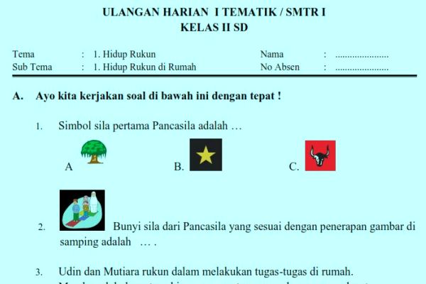 Soal dan Kunci Jawaban Ulangan Harian Kelas 2 – Blognya Mukhlis