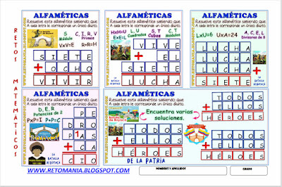 Alfamética, Criptoaritmética, Criptosuma, Criptograma, Suma de letras, Suma de palabras, Juego de letras, Desafío matemático, Reto matemático, Problema matemático, Retos mentales, Batalla de Boyacá, Retos para pensar, 7 de agosto