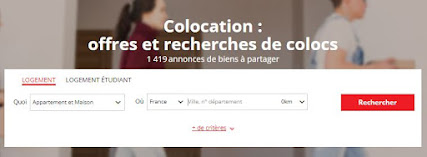 la page de petites annonces de biens en colocation