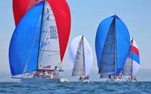 J/70s and J/120s sailing off San Diego at J/Fest