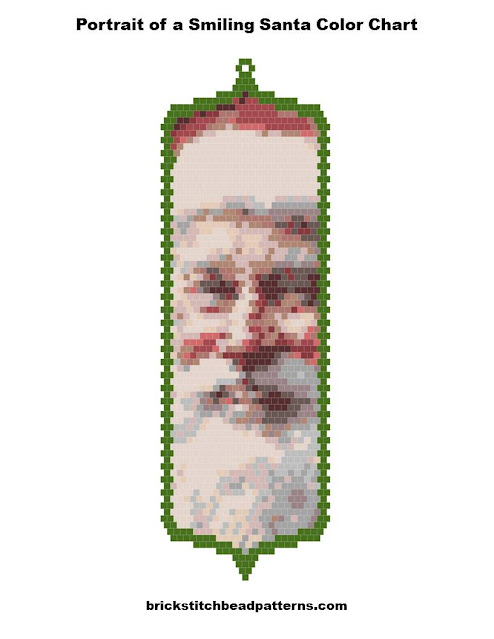 Portrait of a Smiling Santa Free Artisan Christmas Seed Bead Earring Pattern Color Chart