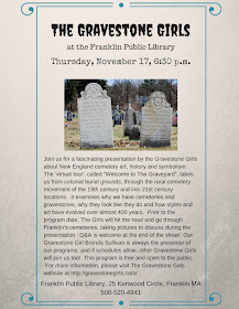 Franklin Public Library, Thursday, November 17 at 6:30 PM to find out what the Graveyard Girls have found