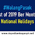 #WalangPasok: List of 2019 Ber Months National Holidays