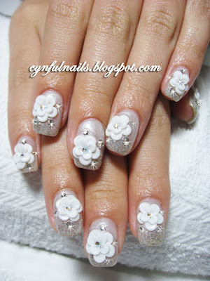 flower designs for nails. Bridal gel nails!