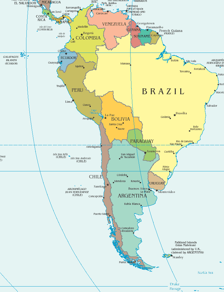 South America Map With Capitals