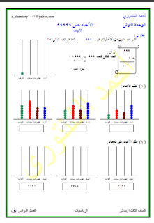 مذكرة رياضيات للصف الثالث الابتدائي 