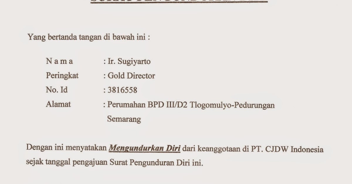 Contoh Surat Berhenti Kerja 2017  Kumpulan Contoh Surat 