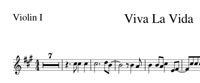 Intro Musica Coldplay di Viva la vida spartito violino, la melodia inizia alla ottava battuta in levare.