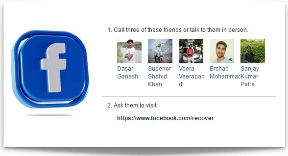 طريقة استرجاع حساب الفيس بوك عن طريق الاصدقاء الموثوق بهم