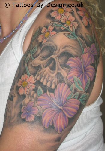 Skull Flowers Tattoo skulls flowers